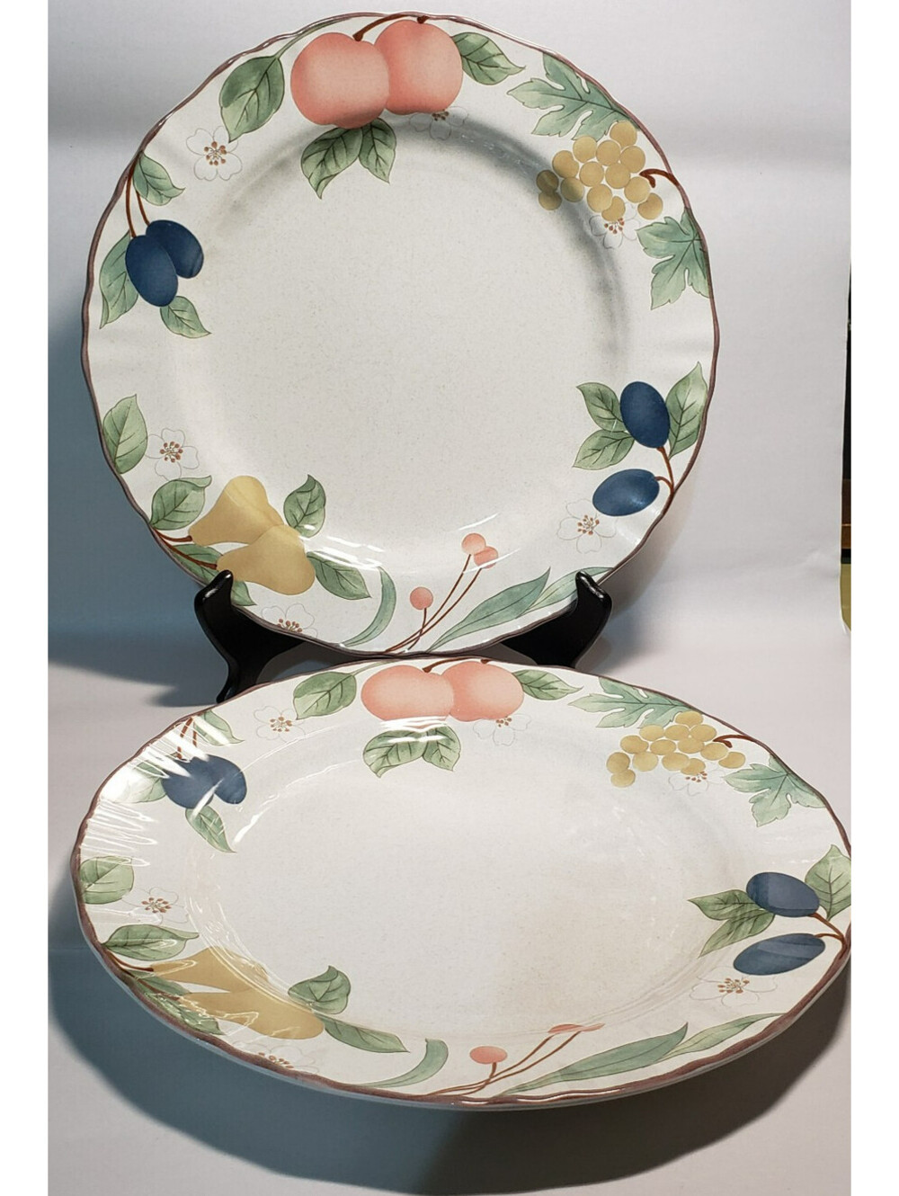 2 Mikasa Country Classics Fruit Panorama DC014 Dinner Plates 11 inch